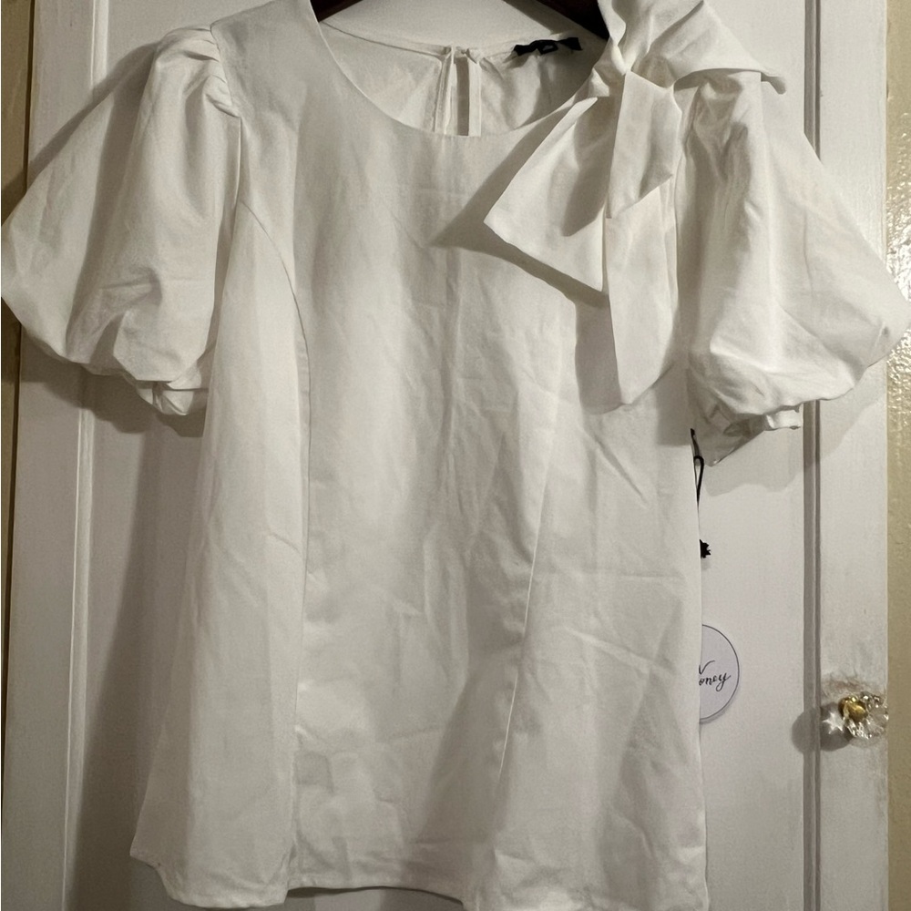 Elegant White Blouse with Puff Sleeves
